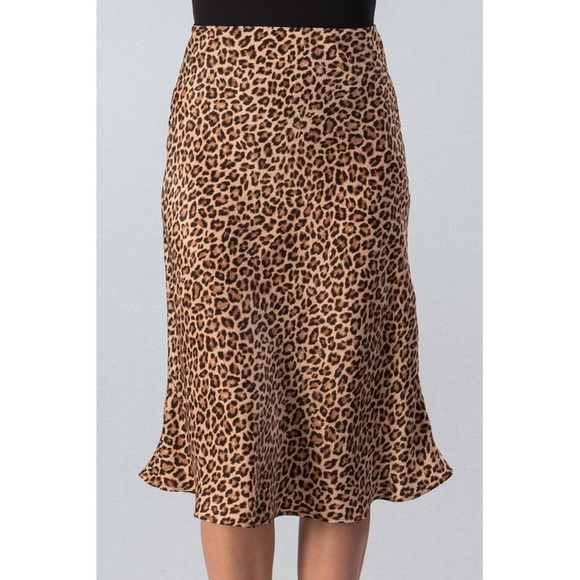 Wild Nights Satin Leopard Print Midi Skirt - Picture 5 of 6